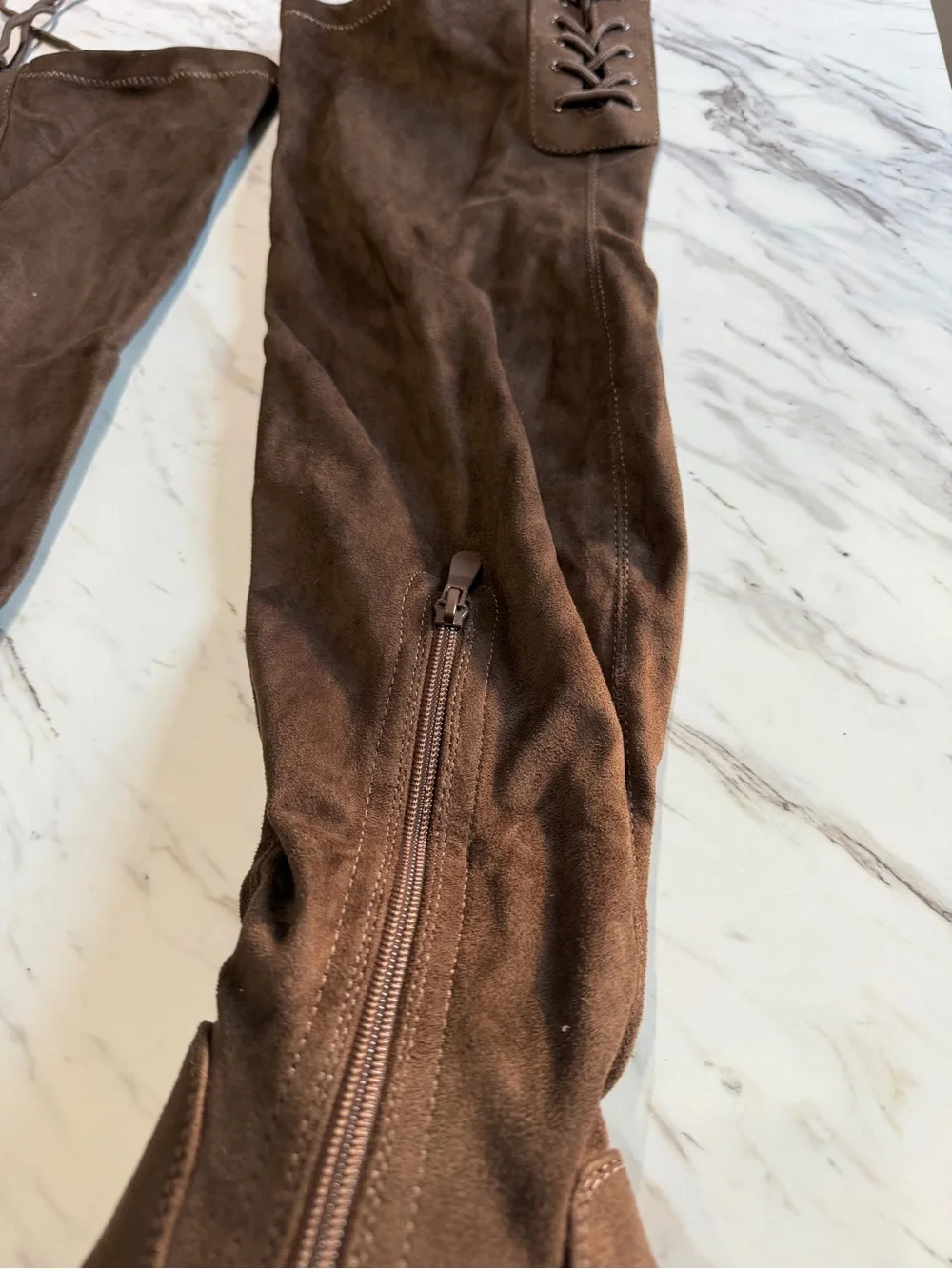 Over-the-Knee Block Heel Boots in Brown - NEVER WORN